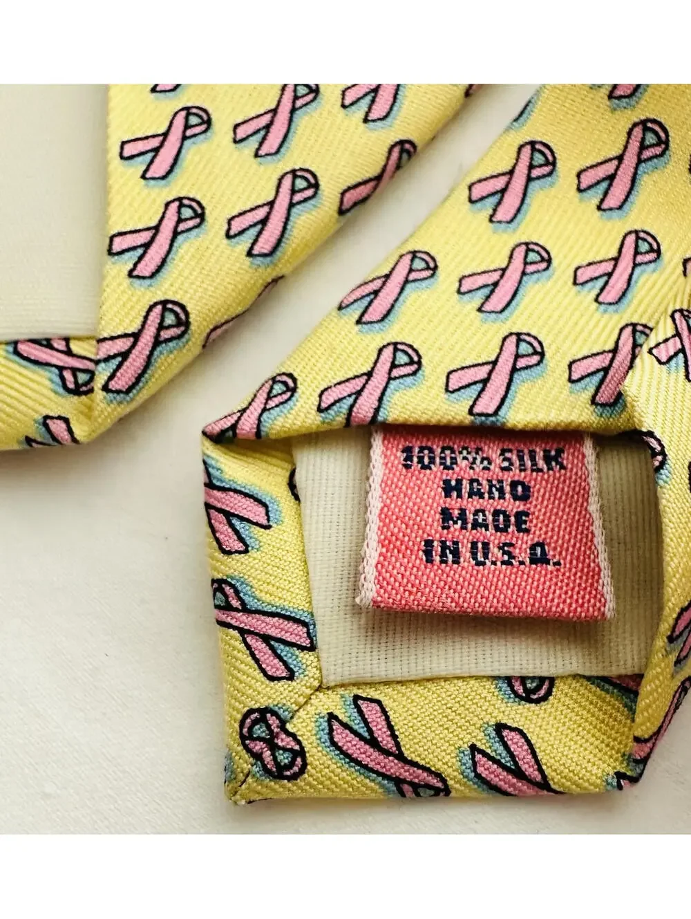 Vineyard Vines Yellow Cancer Awareness Ribbon Neck Tie 100% Silk Made In The USA